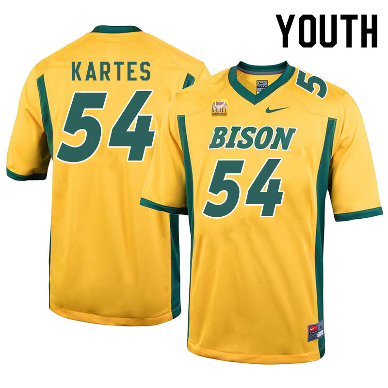 Youth #54 Mitchell Kartes North Dakota State Bison College Football Jerseys Sale-Yellow - Click Image to Close